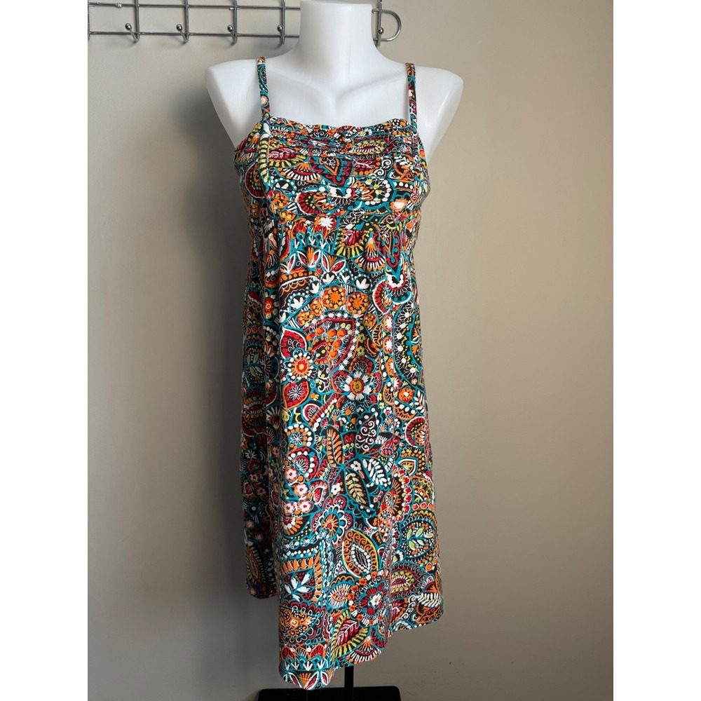 Tommy Bahama Paisley Floral Cotton Knit Sundress Sleeveless Multicolor XS Resort